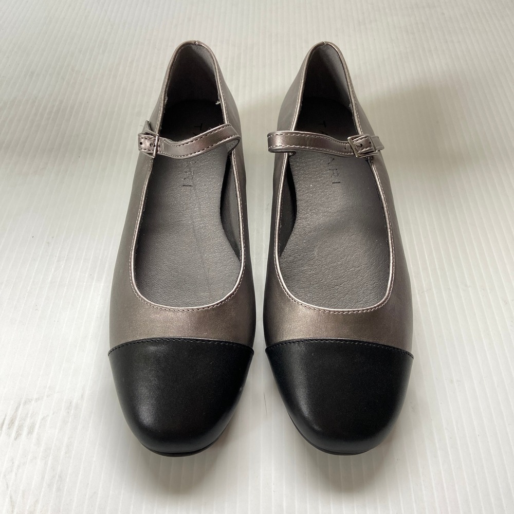 Tahari x Loft Cap Toe Mary Jane Ballet Flats Gunmetal Silver Black Women 7.5 NEW